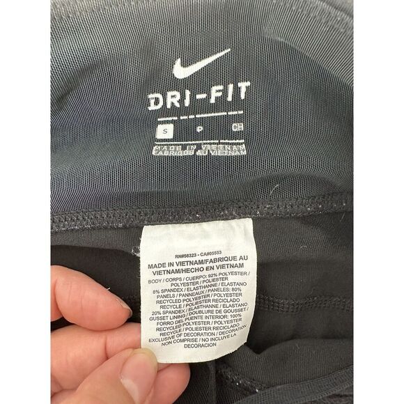 Nike Leggings Womens Small Cropped Mesh Panels Dri Fit Running Black Athletic - Picture 12 of 16